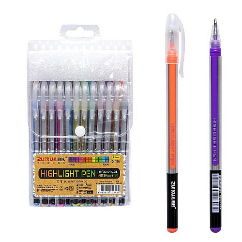 Набір гелевих ручок "Highlight Pen" Zuixua HG6120-24 24 кольори