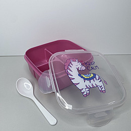 Ланч-бокс пластиковий з трьома відділами 15*15*6 см Keep Calm Ал Пластик 37166