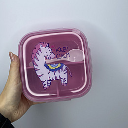 Ланч-бокс пластиковий з трьома відділами 15*15*6 см Keep Calm Ал Пластик 37166