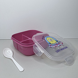 Ланч-бокс пластиковий з трьома відділами 15*15*6 см Cute Invasion Ал Пластик 37166