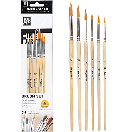 Набор художественных кистей из натуральной щетины Color-it BR5806 6 шт