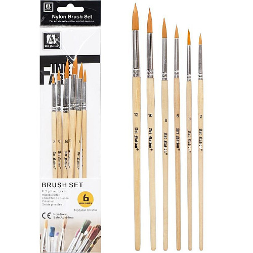 Набор художественных кистей из натуральной щетины Color-it BR5806 6 шт