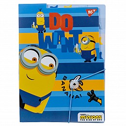 Папка YES А4 c 3 разделителями на резинке Minions (492100)