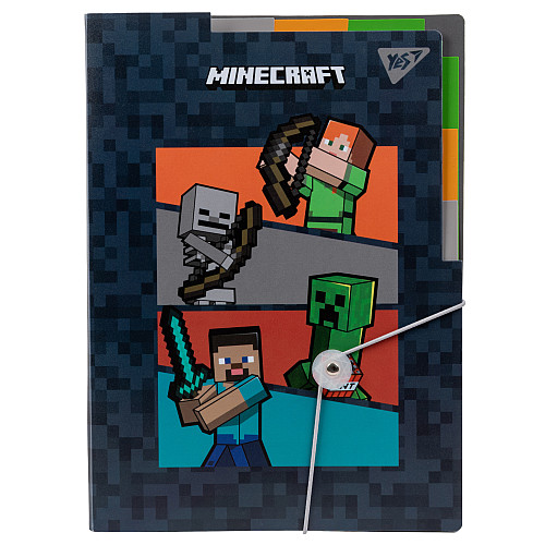 Папка YES А4 c 3 разделителями на резинке Minecraft (492112)