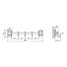 Держатель Для Полотенец 5 Крючков Lidz (Crm)-114.08.05
