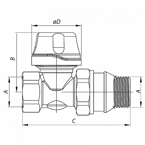 Кран термостатичний прямий 1/2" KOER KR.923-GI (KR2684)