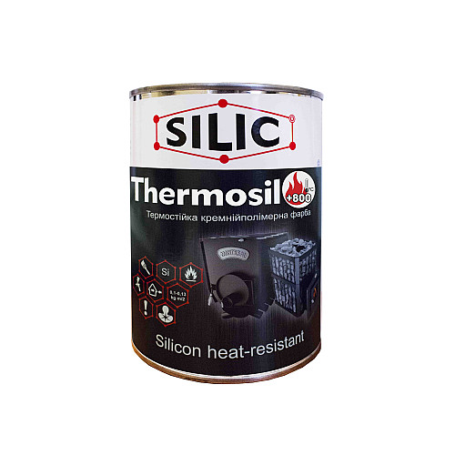 Краска термостойкая Силик для печей и каминов Thermosil-800 Чёрный 0.7кг (TS8001ch)