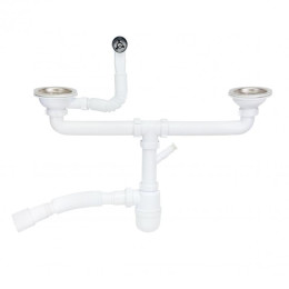 Сифон для двойной Кухонной Мойки Lidz (Whi) 60 08 E001 02