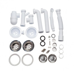 Сифон для двойной Кухонной Мойки Lidz (Whi) 60 08 E001 02