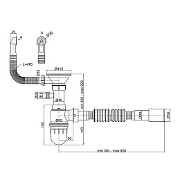 Сифон для кухонной мойки Lidz (Gra) 47 01 003 01