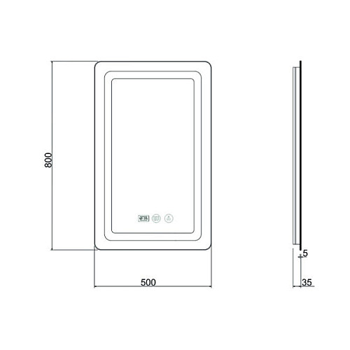 Зеркало с антизапотеванием 500*800 Qtap Mideya LED DC-F911 QTMIDDCF911