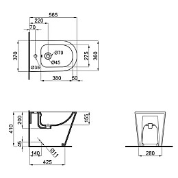 Биде напольное Qtap Stork QT15443378W QT15443378W