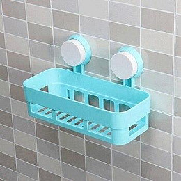 Полка на присосках прямоугольная Aquavita Bathroom Shelves настенная полка для ванной комнаты Blue (do175-hbr)