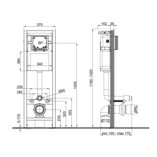 Инсталляция для унитаза QTAP NEST UNI QT0233M370