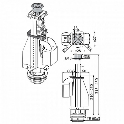 Сливной механизм Alcaplast А08