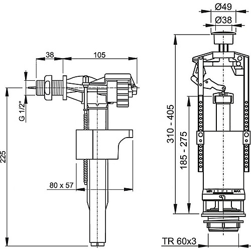 Сливной комплект Alcaplast SA2000S 1/2' CHROM
