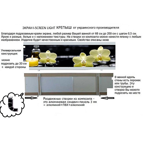 Экран под ванну The MIX I-screen light Крепыш White 120 см