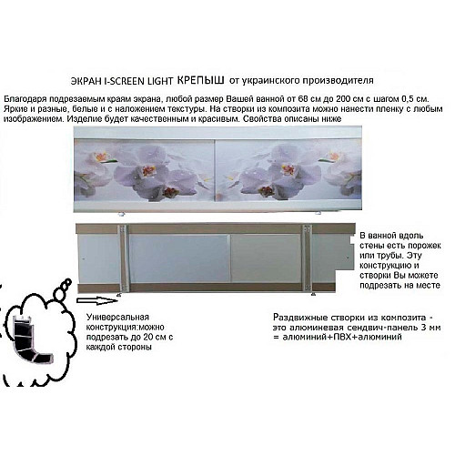 Экран под ванну The MIX I-screen light Крепыш White 150 см