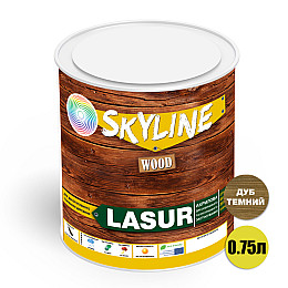 Лазурь декоративно-защитная для обработки дерева SkyLine LASUR Wood Дуб темный 750 мл