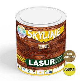 Лазурь декоративно-защитная для обработки дерева SkyLine LASUR Wood Дуб светлый 750 мл