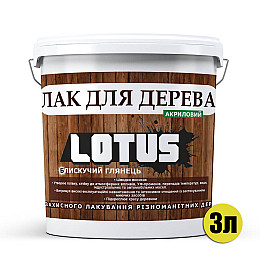 Лак акриловый для дерева Блестящий глянец Lotus прозрачный 3л