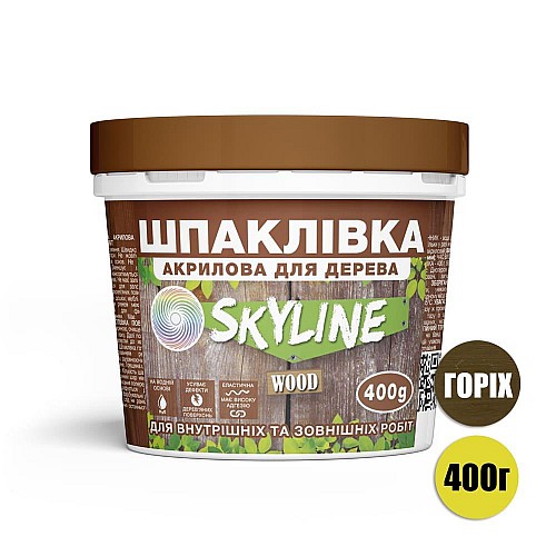 Шпаклівка для дерева готова до застосування акрилова SkyLine Wood Горіх 400 г.