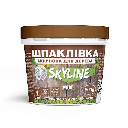 Шпаклівка для дерева готова до застосування акрилова SkyLine Wood Горіх 800 г.