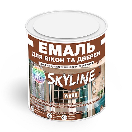 Емаль акрилова для вікон і дверей на водній основі SkyLine Wood 400 мл Білий