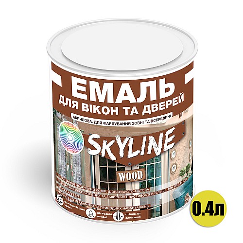 Емаль акрилова для вікон і дверей на водній основі SkyLine Wood 400 мл Білий