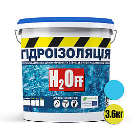 Гидроизоляция универсальная акриловая краска мастика Skyline H2Off Голубая 3600 г