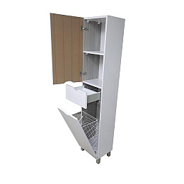 Шкаф пенал в ванную пластиковый напольный Mikola-M Smile 30 см Белый