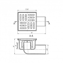 Трап горизонтальный Ani Plast Ta5104 С Пластиковой Решеткой 100X100