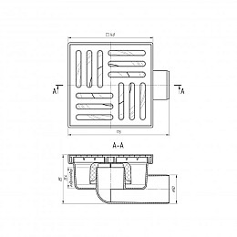 Трап горизонтальный Ani Plast Ta5110 С Пластиковой Решеткой 150X150