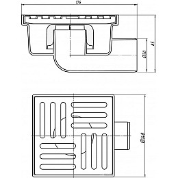 Трап горизонтальный Ani Plast Ta5112 С Нержавеющей Решеткой 150X150