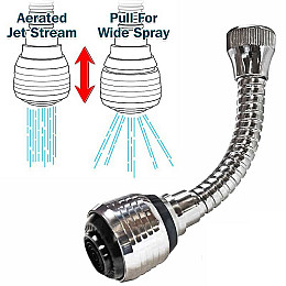 Экономитель воды аэратор насадка на кран Turbo Flex 360˚ Серебристый (hub_wj29h0)