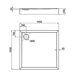 Душевой поддон Qtap Tern 301112 100X100X12См + Сифон