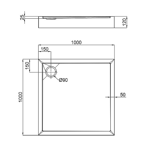 Душевий піддон Qtap Tern 301112 100X100X12См + Сифон