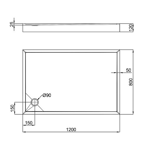 Душевий піддон Qtap Tern 3012812 120X80X12См + Сифон