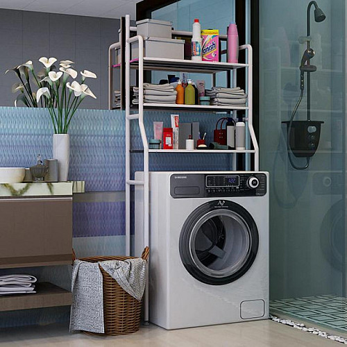 Полиця-стелаж над пральною машиною RIAS Laundry Rack TW-106 підлогова 68х26х168 см Білий (3_01646)