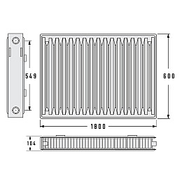 Радіатор сталевий Aquavita 22 600х1800 з кріпленням