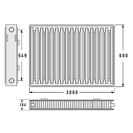 Радіатор сталевий Aquavita 22 600х2000 з кріпленням