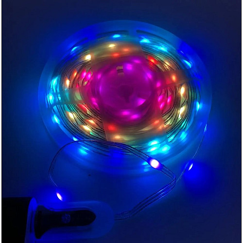 Світлодіодна стрічка LED 3528 RGB комплект 5 метрів, різнокольорова + пульт ДУ HMD 136-13128160