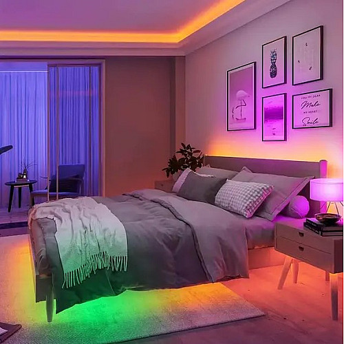Світлодіодна стрічка LED 3528 RGB комплект 5 метрів, різнокольорова + пульт ДУ HMD 136-13128160