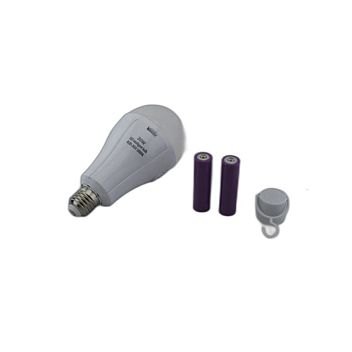 LED лампочка LMI 20W E27 свет белый 1500LM с аккумулятором 2*18650 (8442)