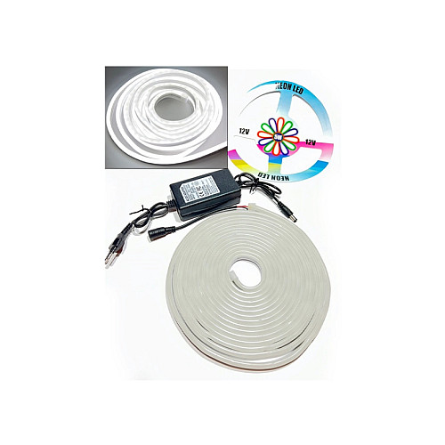 Силіконова стрічка NEON LED 0764 5 метрів 12V-220V White
