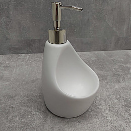 Дозатор жидкого мыла 350 мл с подставкой для губки BonaDi 851-313 White