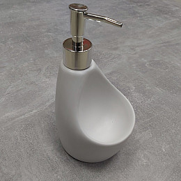 Дозатор жидкого мыла 350 мл с подставкой для губки BonaDi 851-313 White