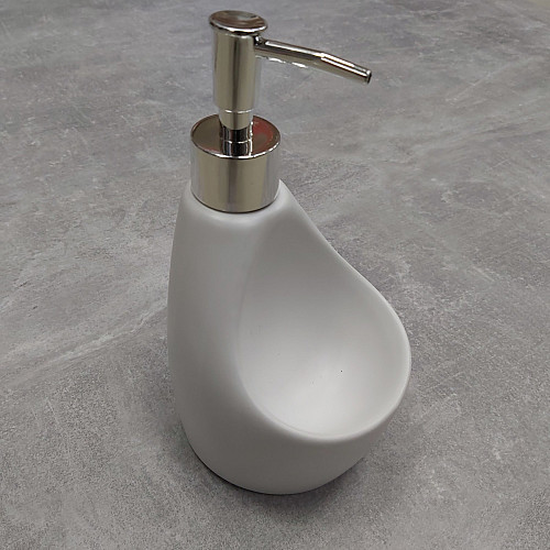 Дозатор жидкого мыла 350 мл с подставкой для губки BonaDi 851-313 White