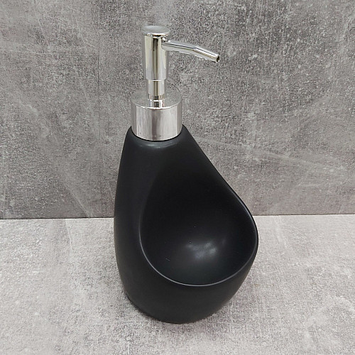 Дозатор жидкого мыла 350 мл с подставкой для губки BonaDi 851-312 Black