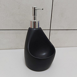Дозатор жидкого мыла 350 мл с подставкой для губки BonaDi 851-312 Black